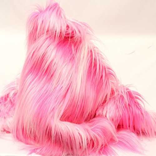Faux Fur Fabric Long Pile 3 Tone Rainbow HOT Pink White Pink / 60...